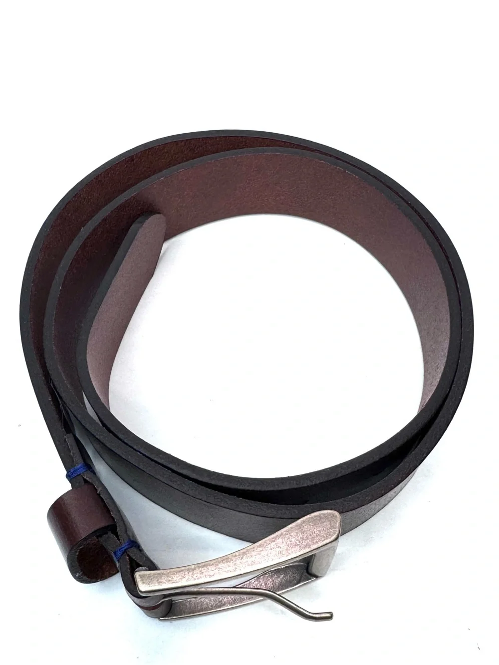 New Genuine Italian Leather Belt Made in Italy Brown Antique Brass Buckle Siz 32